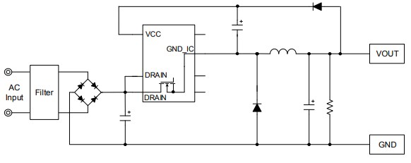 Application Circuit Diagram - ROHM Semiconductor BM2Px PWM Type DC/DC Converter ICs